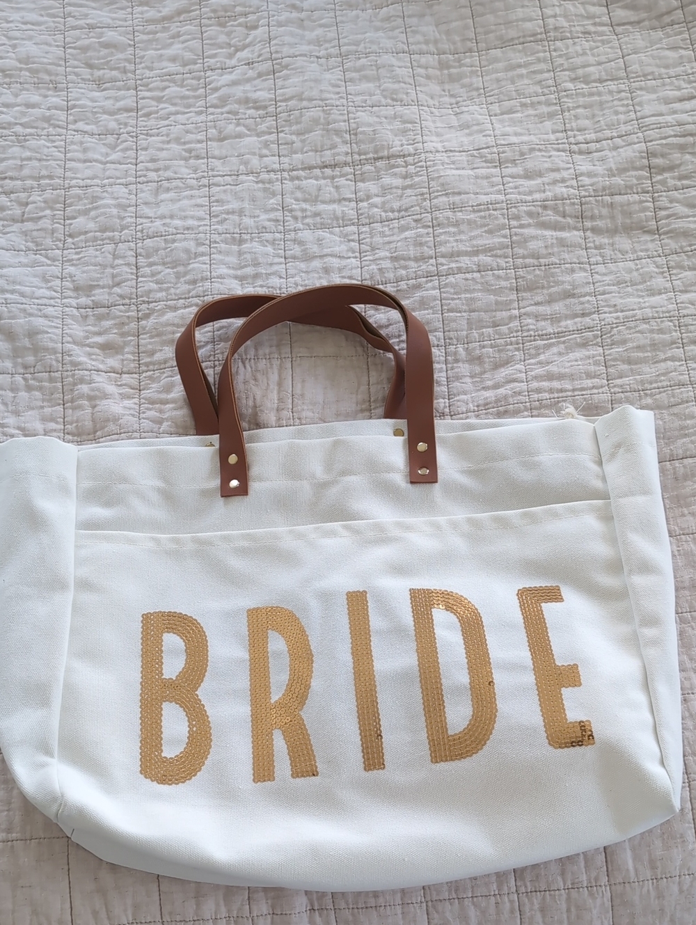 Bride Sequin Canvas Tote Bag
